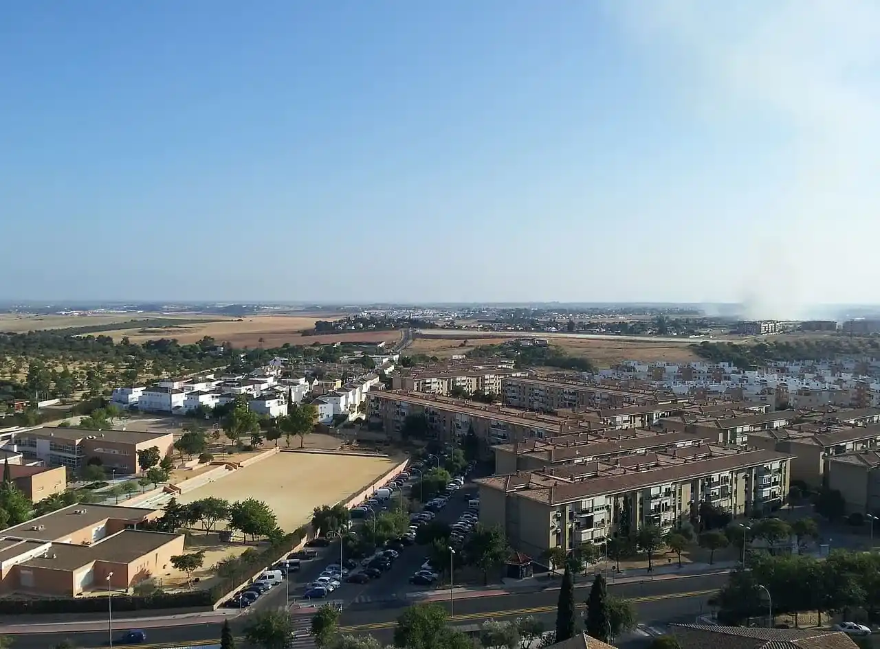 Equipo de mudanzas La Seda cargando muebles en una urbanización de Mairena del Aljarafe con camión marcado